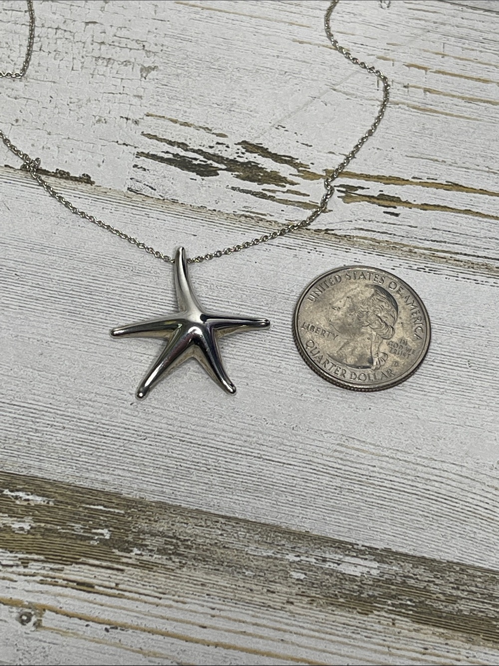 Tiffany & Co Elsa Peretti Starfish Pendant Necklace Sterling Silver 16” - Picture 6 of 8